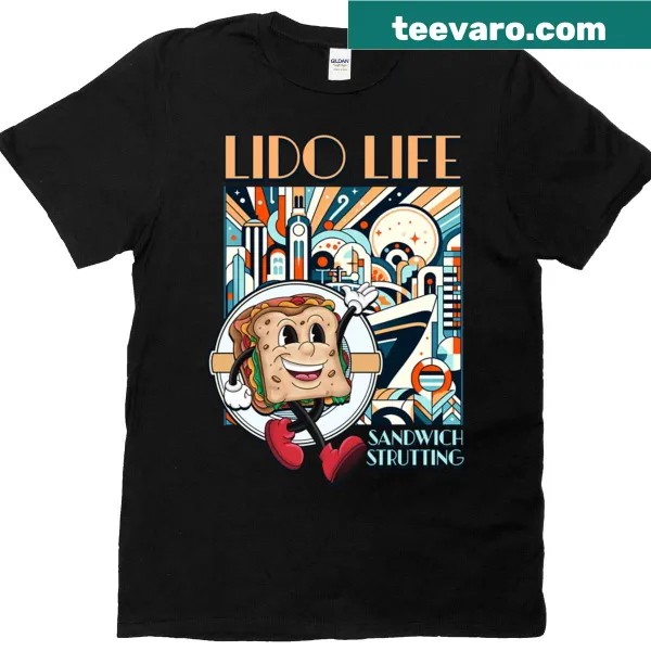 Playful sandwich illustration on Lido Life T-shirt