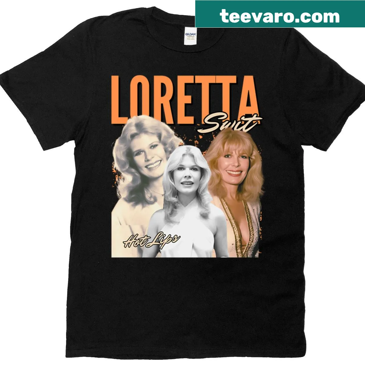 T-shirt featuring a tribute design to Loretta Swit — on a men's t-shirt