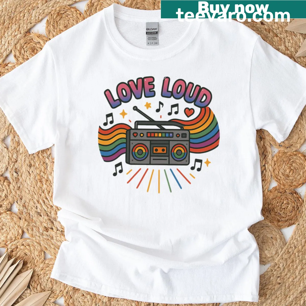 T-shirt featuring the phrase 'Love Loud' in engaging typography — on a men's t-shirt