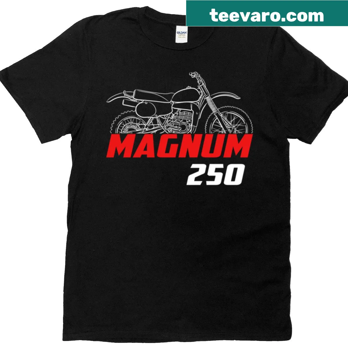 Maico Magnum 250 logo displayed on a motorcycle T-shirt — on a men's t-shirt