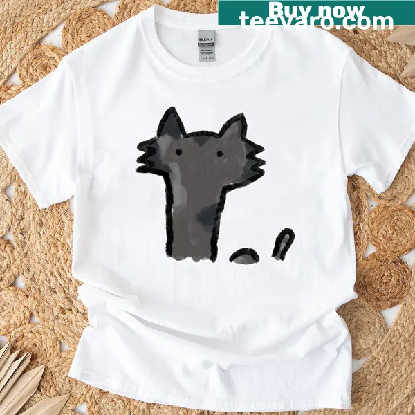 Playful cartoon cat illustration on a casual tee