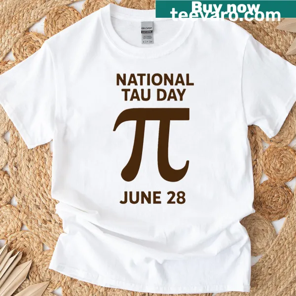 T-shirt celebrating National Tau Day with math-themed design