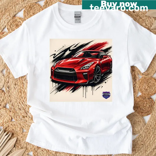 Illustration of Nissan GTR R35 on a T-shirt