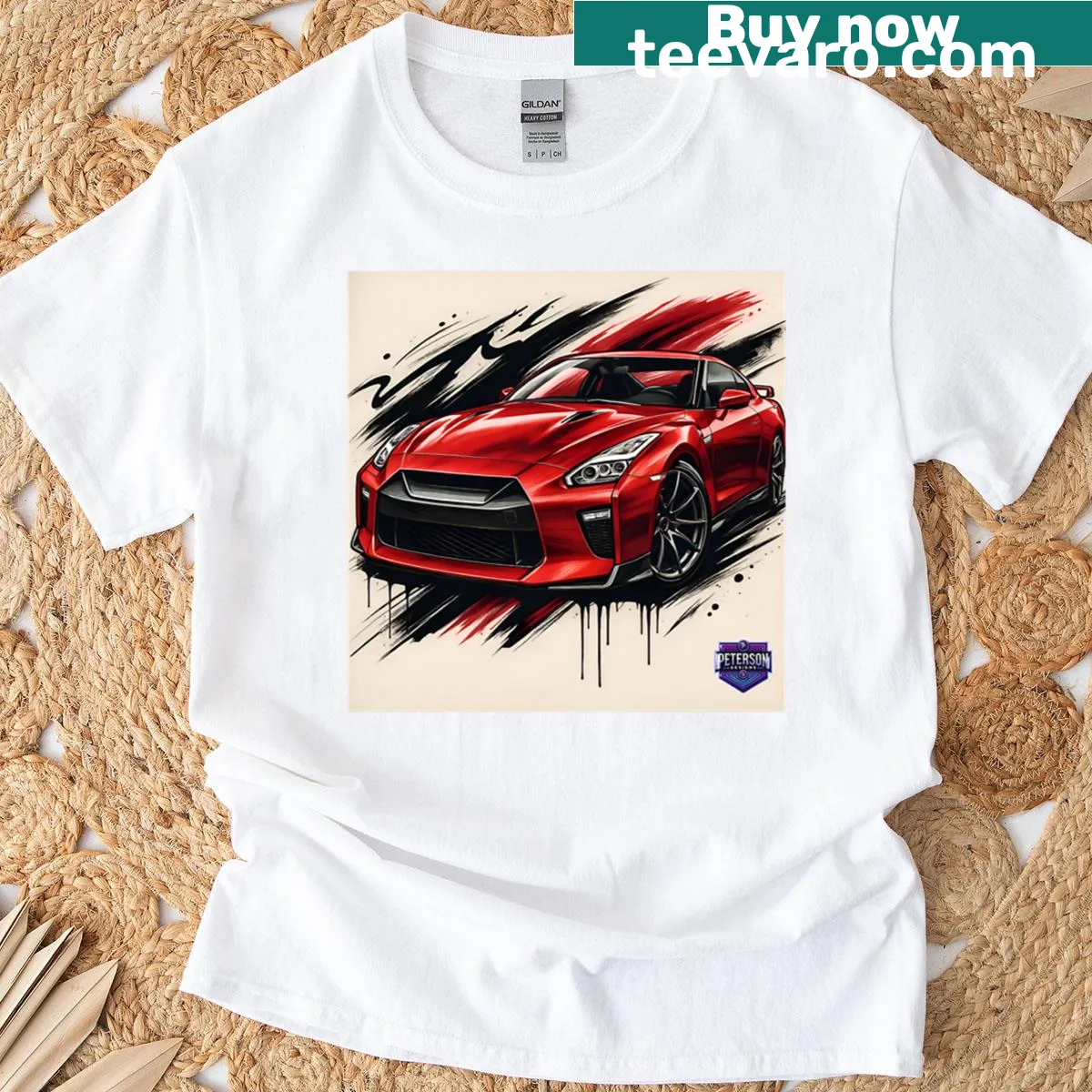 Illustration of Nissan GTR R35 on a T-shirt — on a men's t-shirt