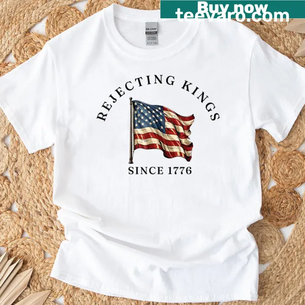 Patriotic T-shirt with text and USA flag design for July 4th