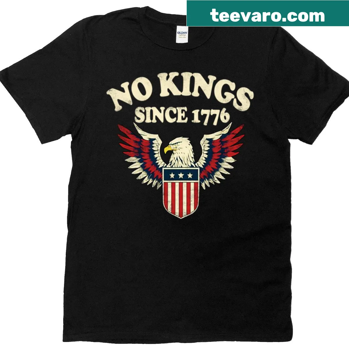 T-shirt featuring the text 'No Kings Since 1776' — on a men's t-shirt