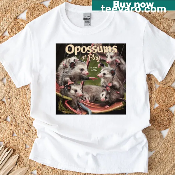 Illustration of playful opossums on a T-shirt