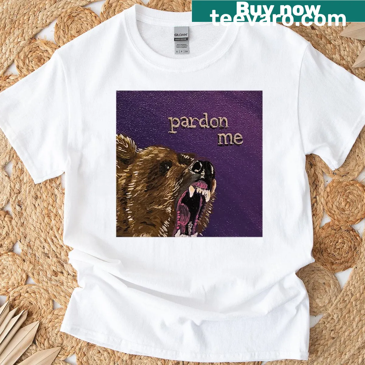Cartoon bear design on Pardon Me Bear T-shirt for kids — on a men's t-shirt
