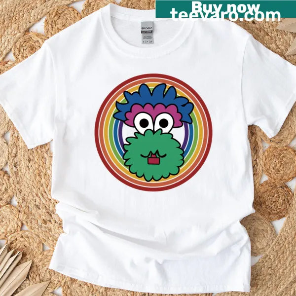 Whimsical T-shirt featuring a playful rainbow silhouette design