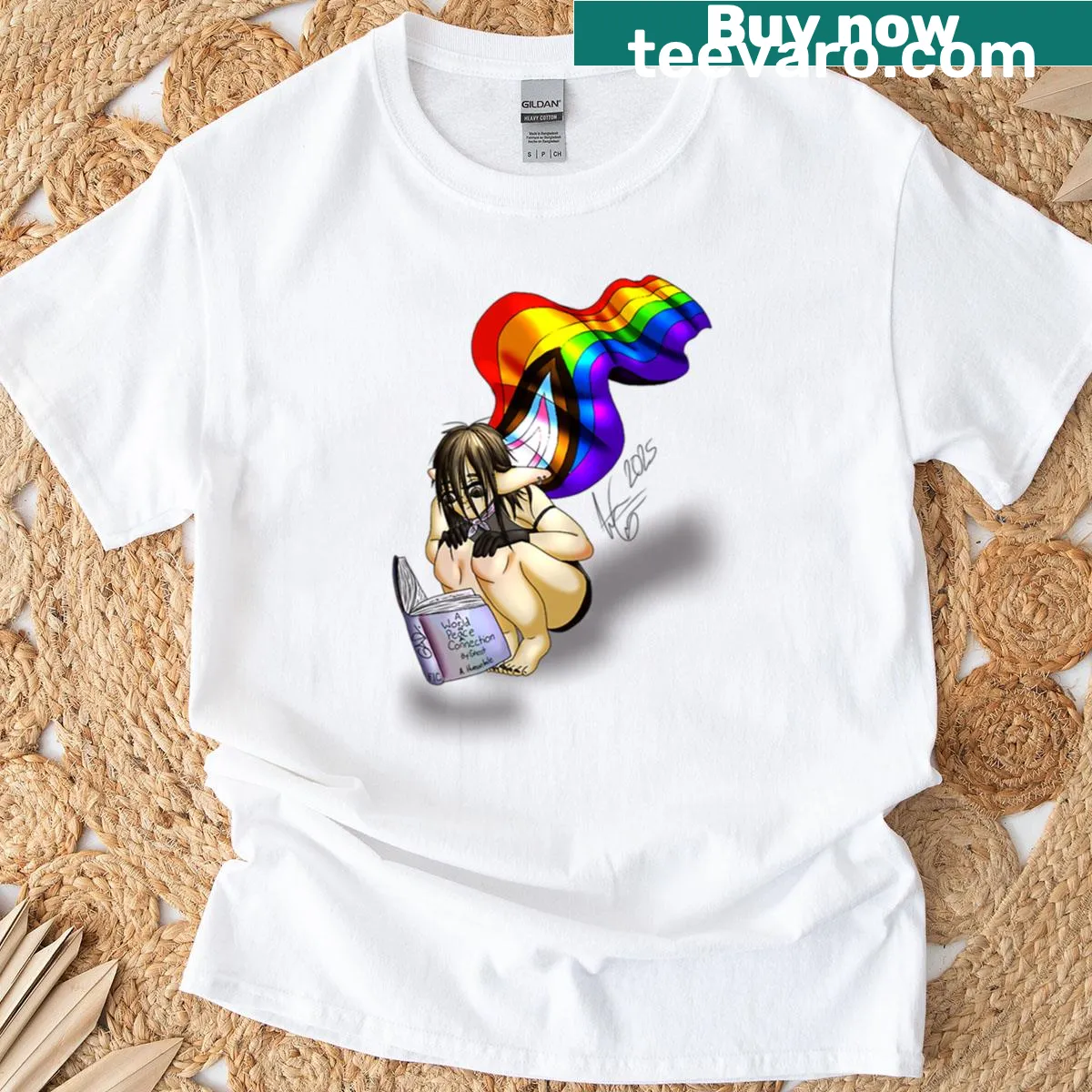 Pride of 2025 graphic on a t-shirt — on a men's t-shirt