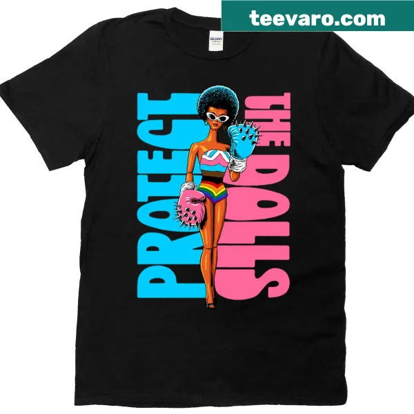 Playful graphic T-shirt featuring the phrase 'Protect The Dolls 2' and illustrations.