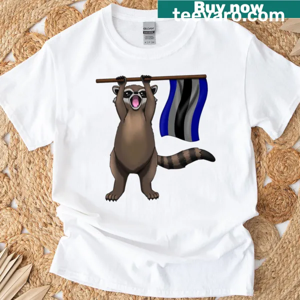 Whimsical raccoon design with 'Pride Thief' text on a T-shirt