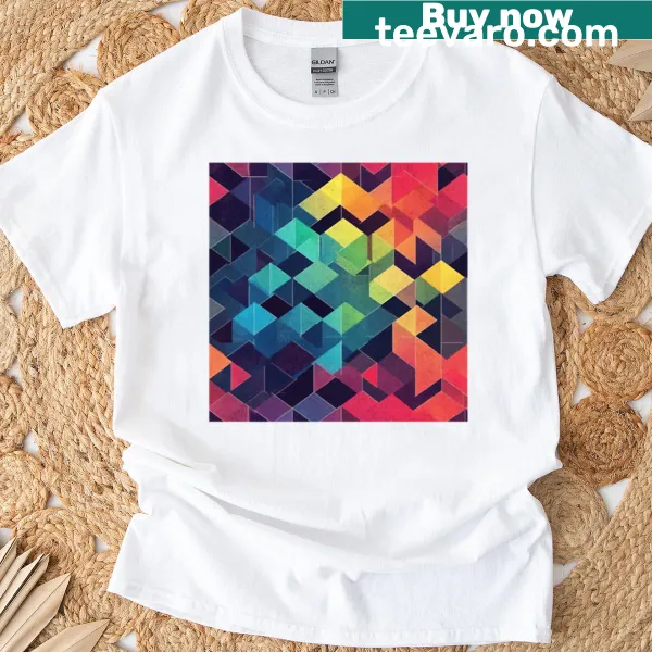 Boxy T-shirt with seamless geometric hexagon abstract design