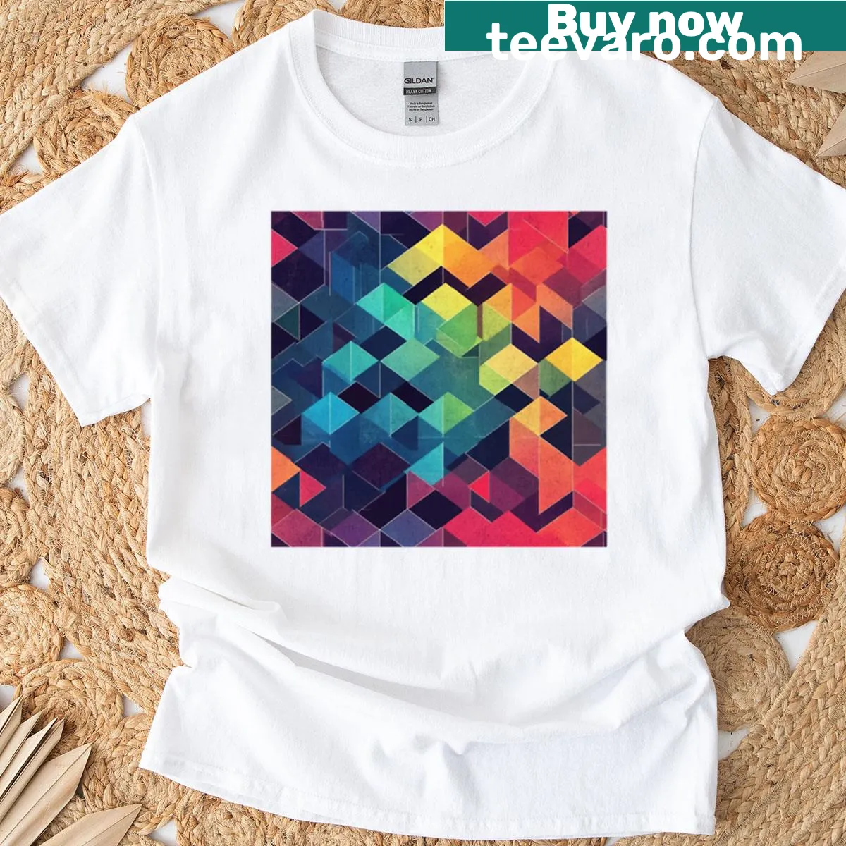 Oversized t-shirt with geometric hexagon pattern design — on a men's t-shirt