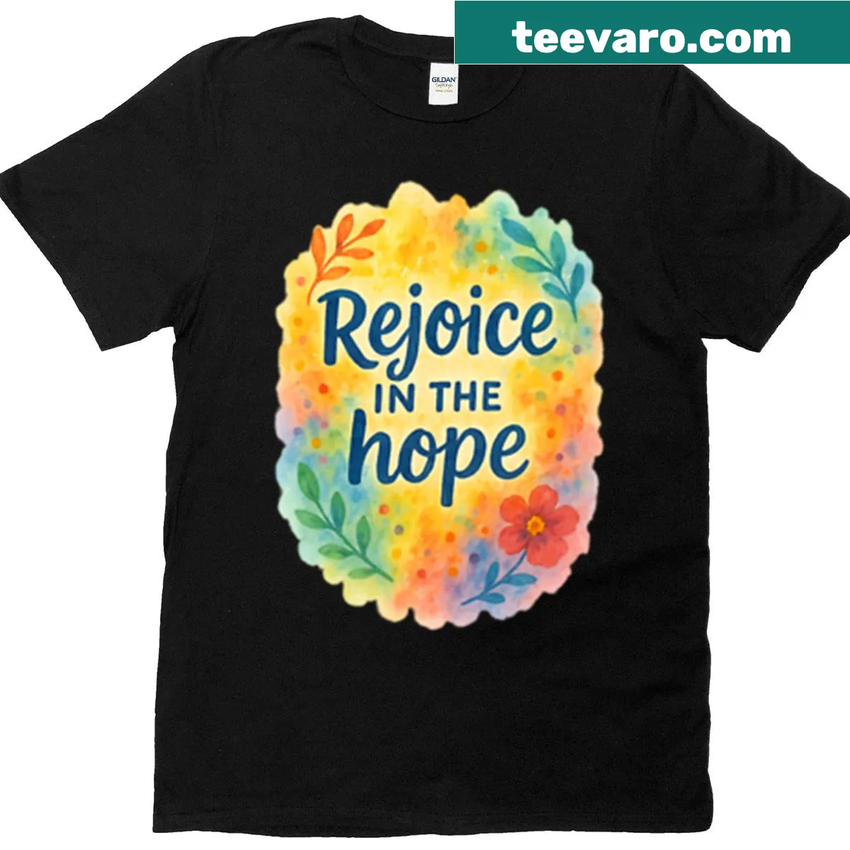Inspirational Rejoice In The Hope oversized t-shirt — on a men's t-shirt