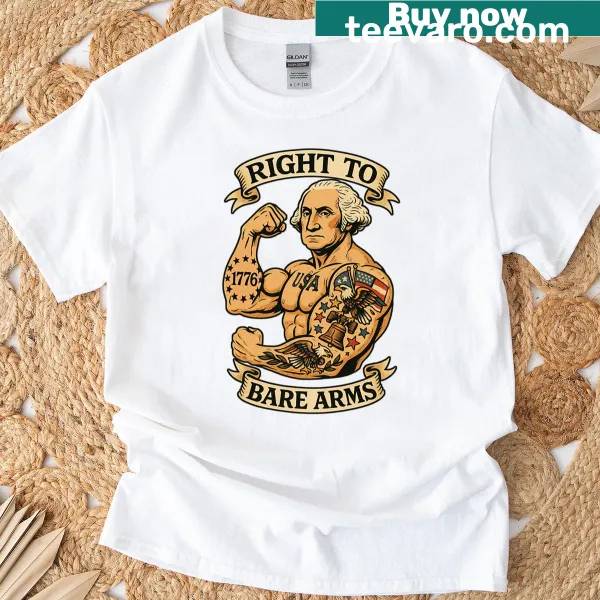 Funny patriotic T-shirt with George Washington tattoo design