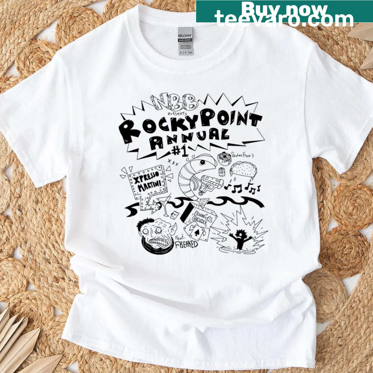 Rocky Point annual graphic T-shirt in white — on a men's t-shirt