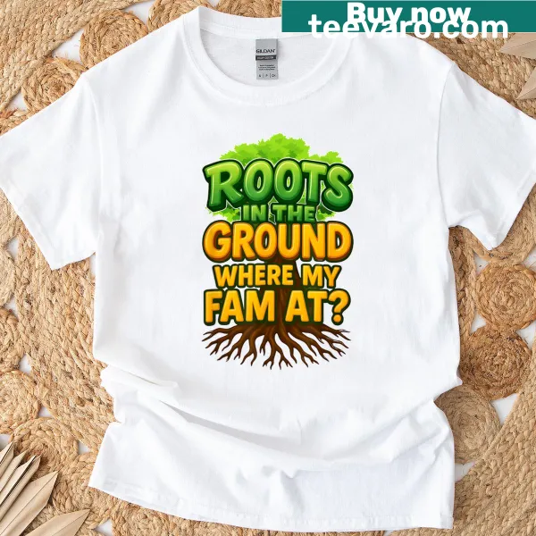 T-shirt featuring tree art symbolizing family roots