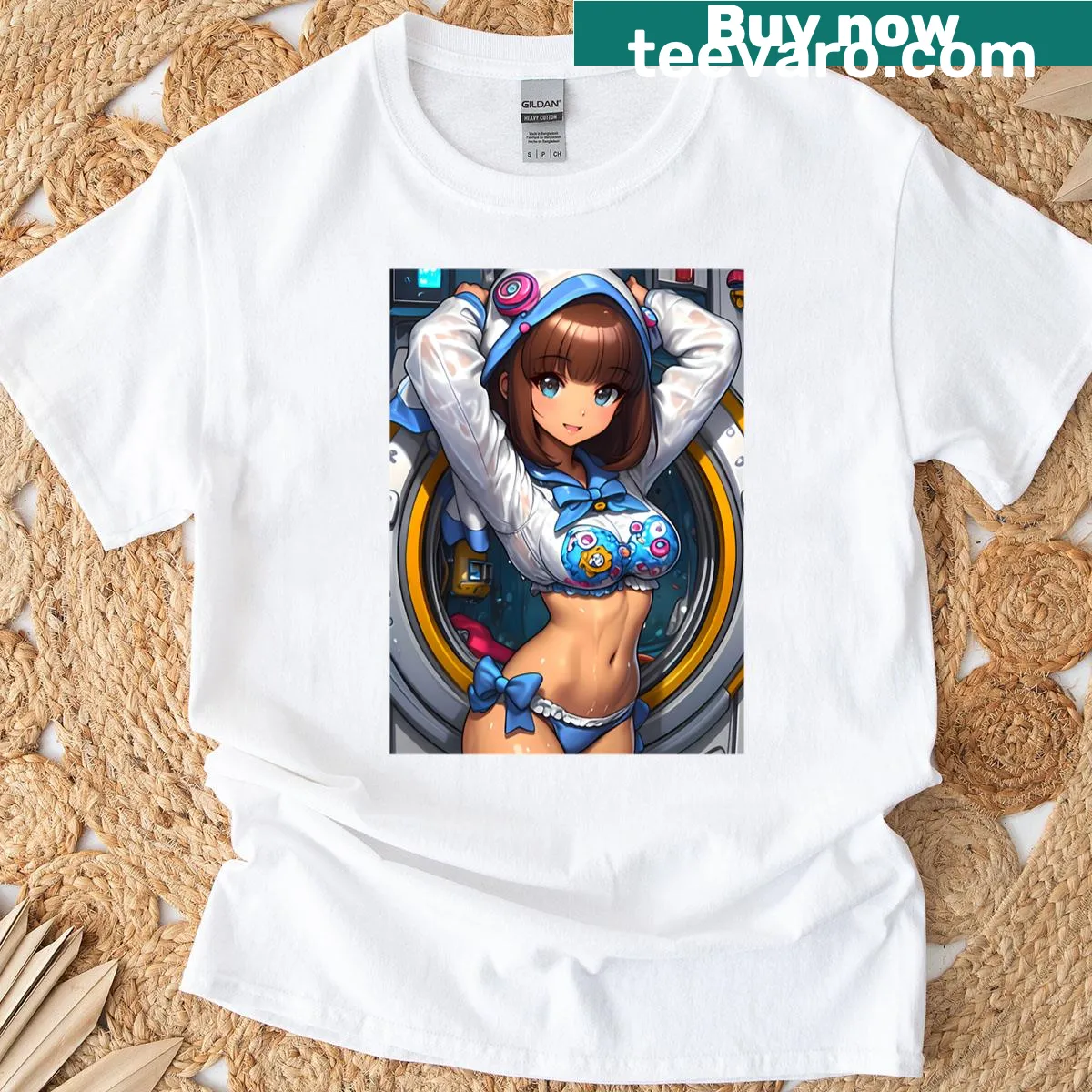 Saori Takebe anime character design on a t-shirt — on a men's t-shirt