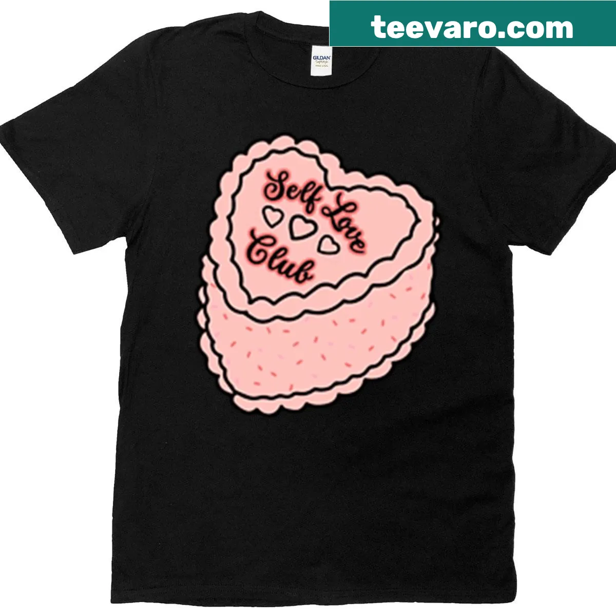 Oversized t-shirt with hand-lettered Self Love Club graphic — on a men's t-shirt