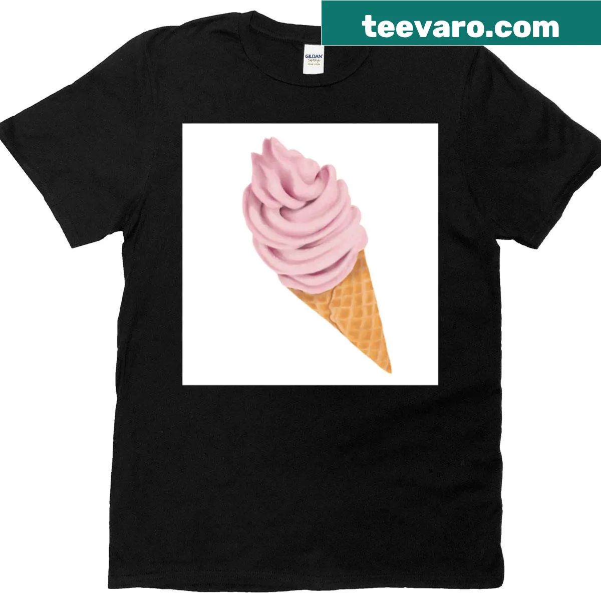 Vintage-style oversized T-shirt featuring a sherbet soft serve graphic — on a men's t-shirt
