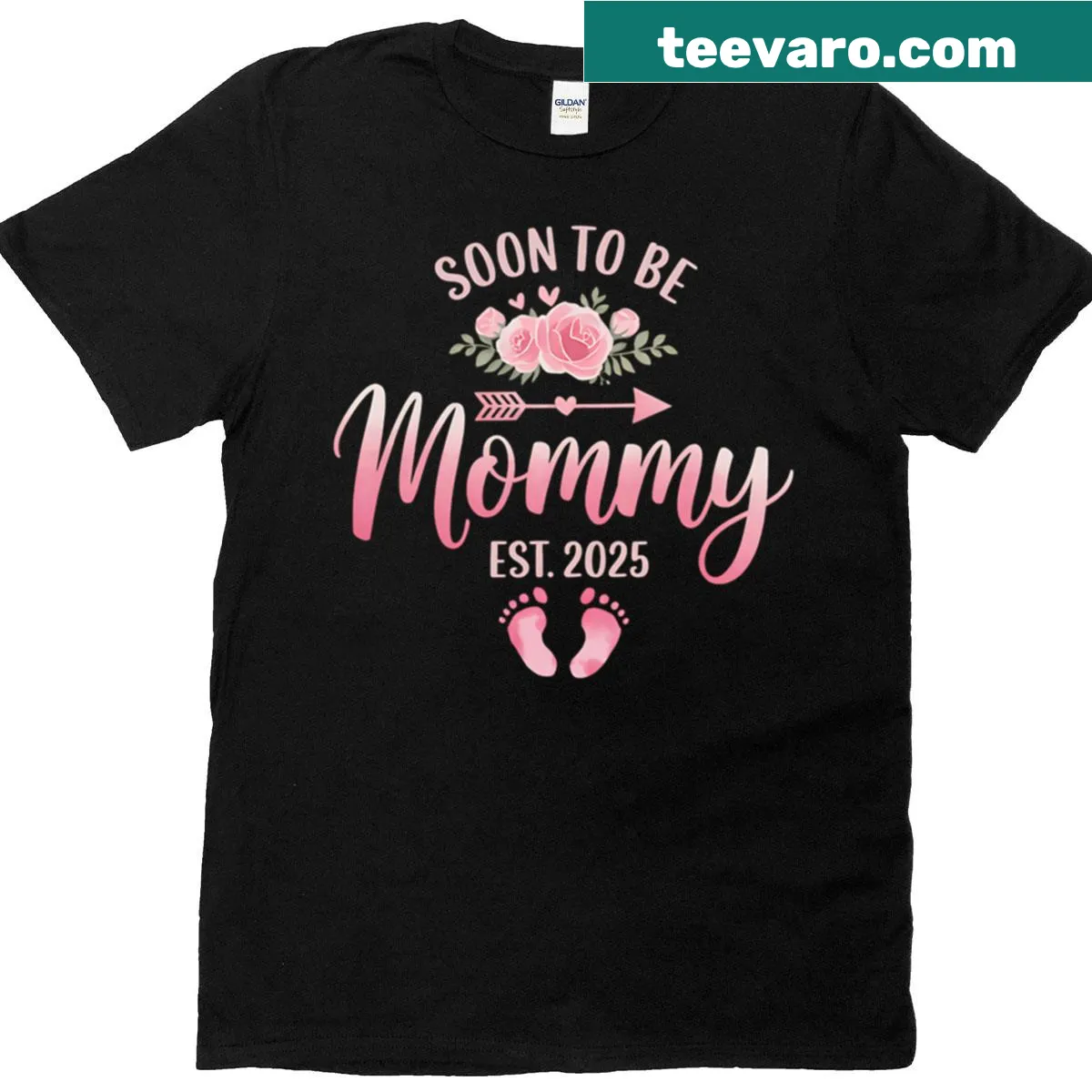 T-shirt announcing future motherhood with 'Est 2025' — on a men's t-shirt