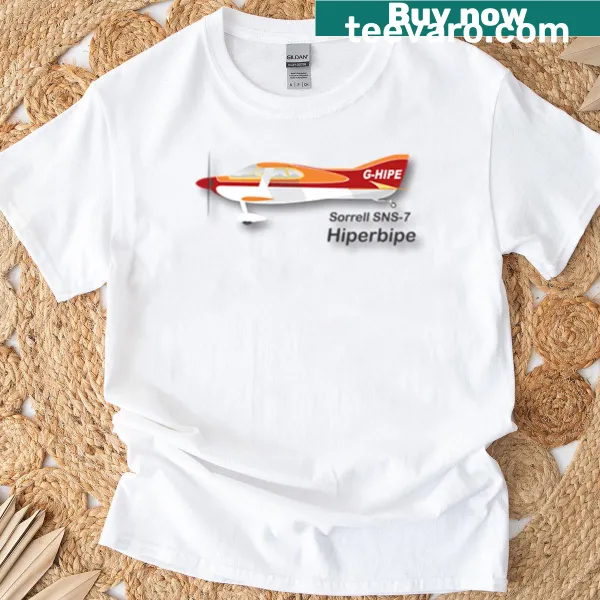 Graphic t-shirt featuring the Sorrell SNS-7 Hiperbipe aircraft