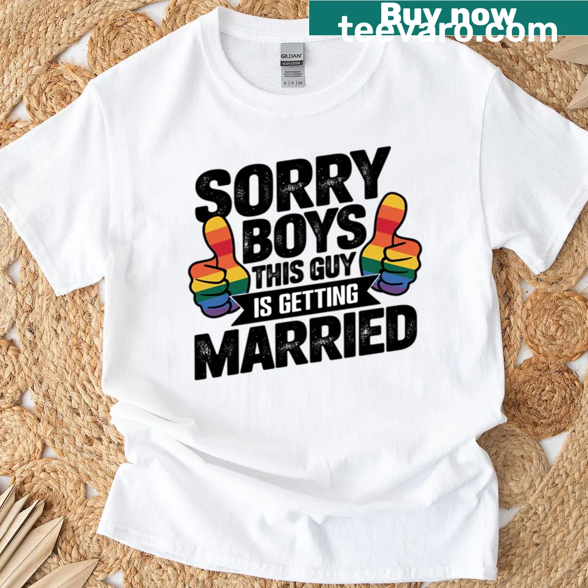 Humorous T-shirt announcing engagement for a guy — on a men's t-shirt
