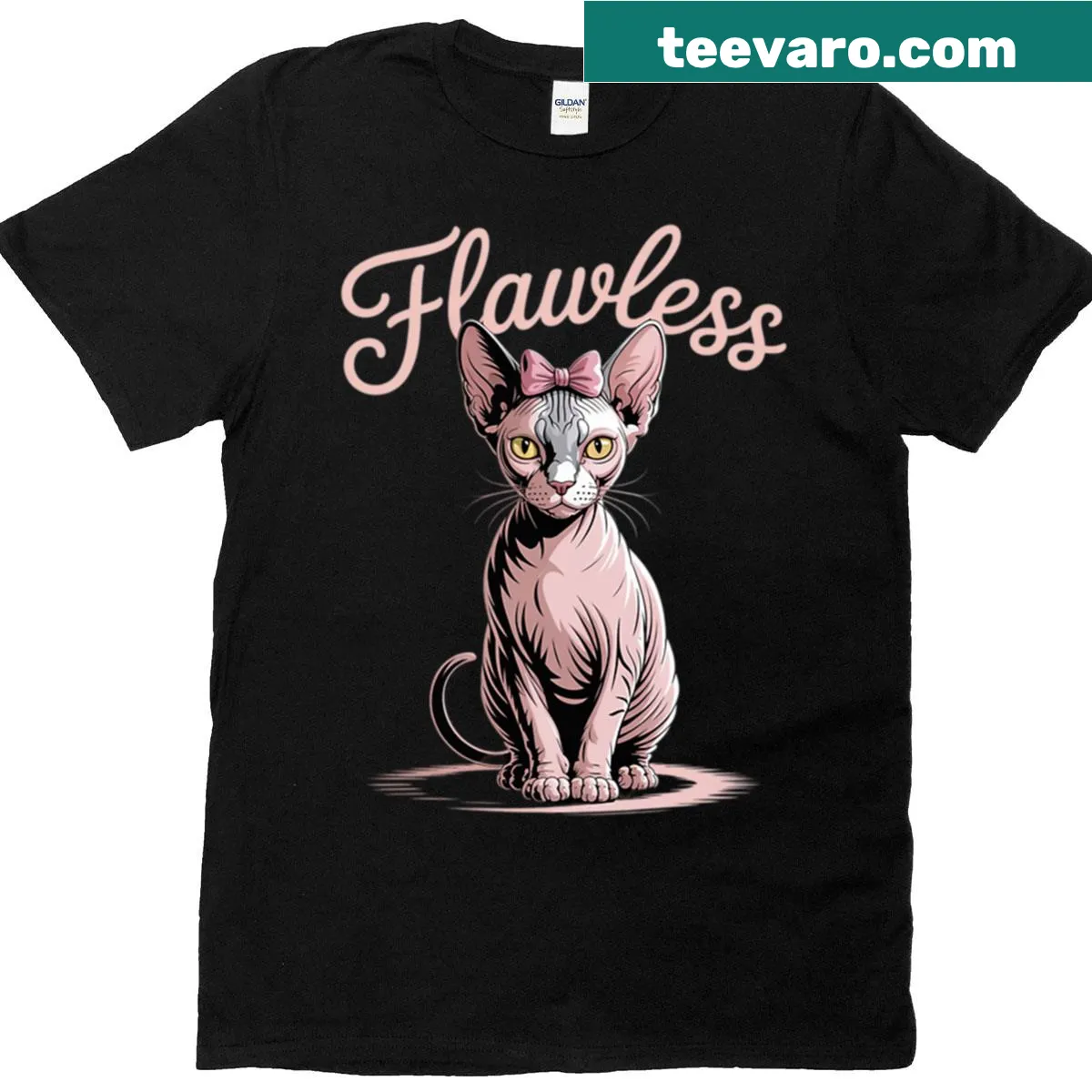 Playful t-shirt highlighting the unique features of Sphynx cats — on a men's t-shirt