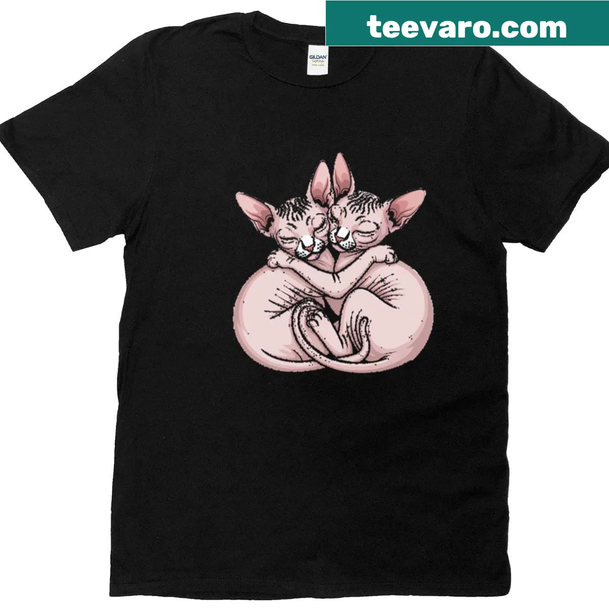 Sphynx cat sleepshirt with official graphic design — on a men's t-shirt