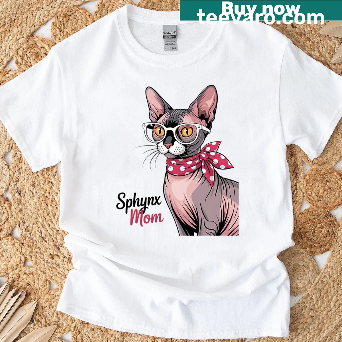 T-shirt for Sphynx cat mom featuring a cute kitten illustration — on a men's t-shirt