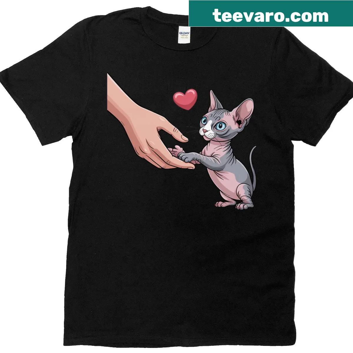 Illustration of a Sphynx cat for cat lovers — on a men's t-shirt