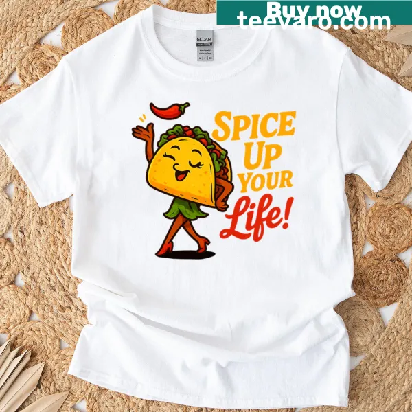 Playful T-shirt with taco-themed text for food lovers