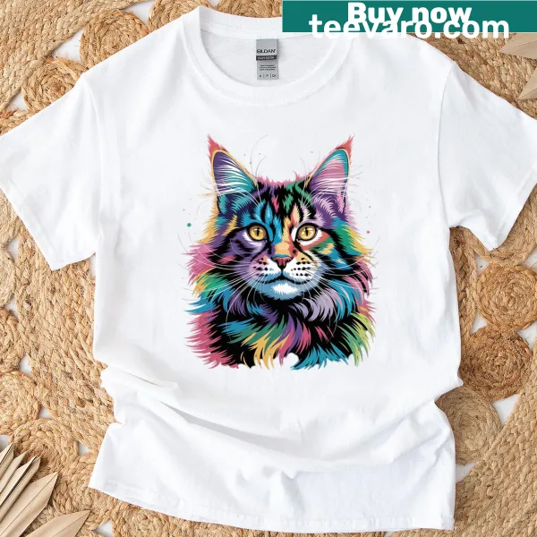 T-shirt featuring a Maine Coon cat graphic