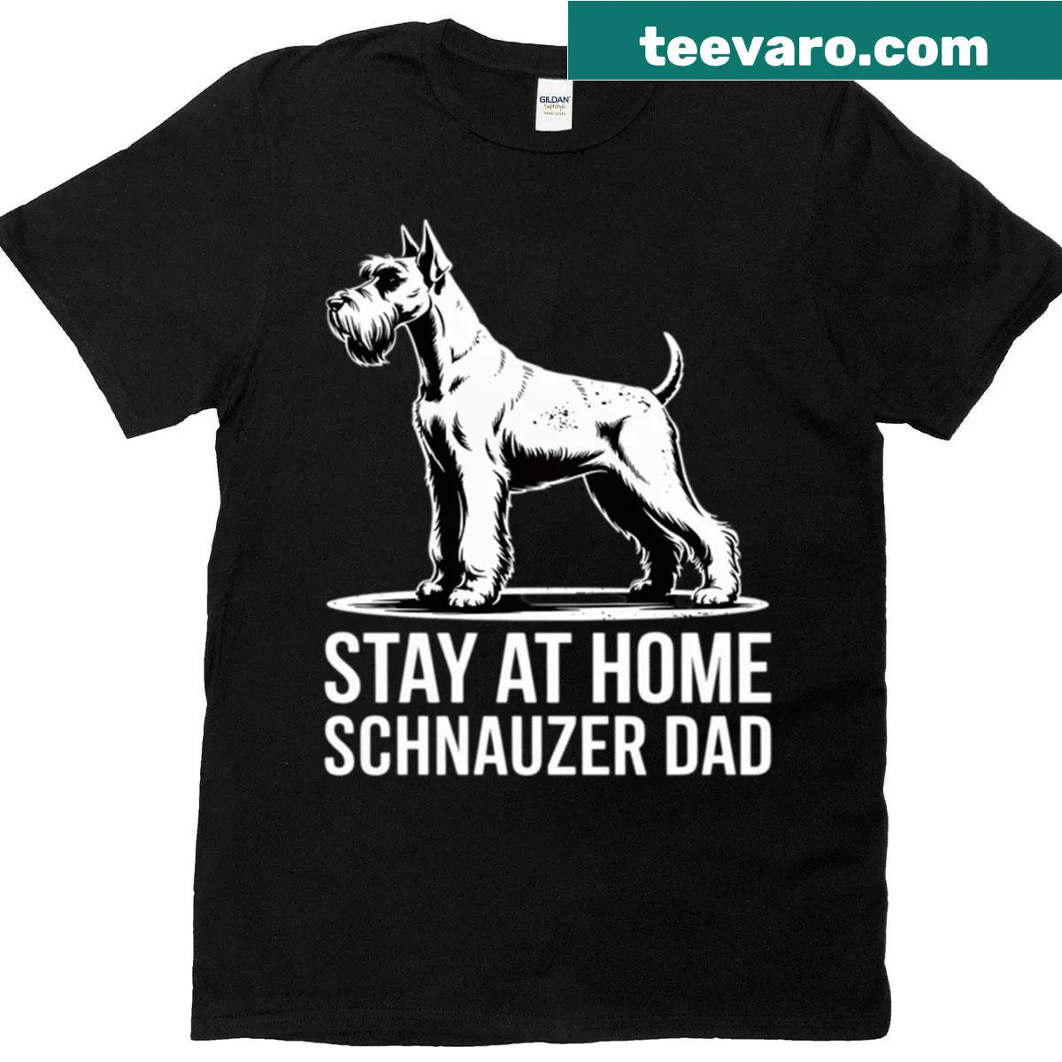 Funny Schnauzer themed dog dad t-shirt — on a men's t-shirt