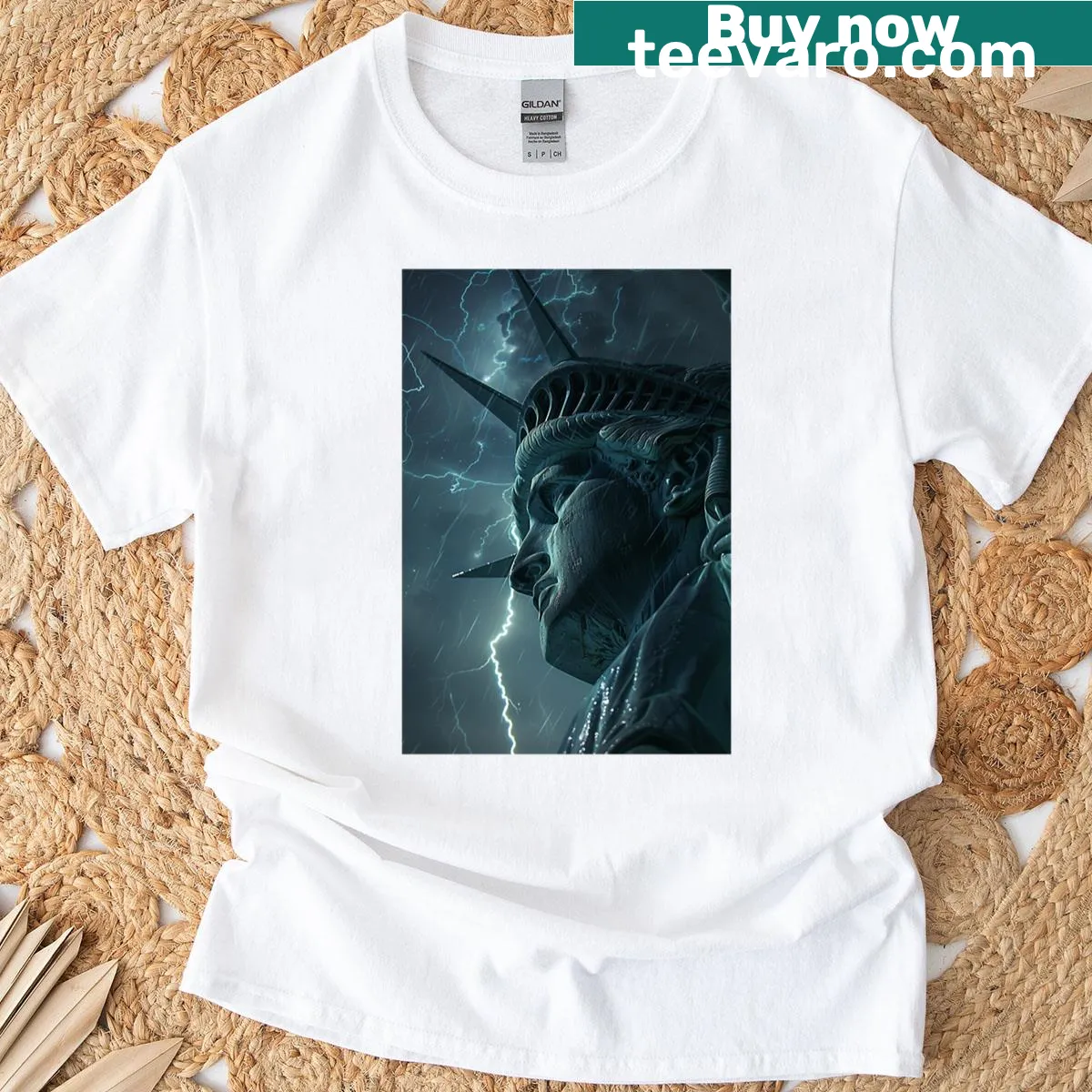 Storm Coming t-shirt featuring bold storm graphic design. — on a men's t-shirt