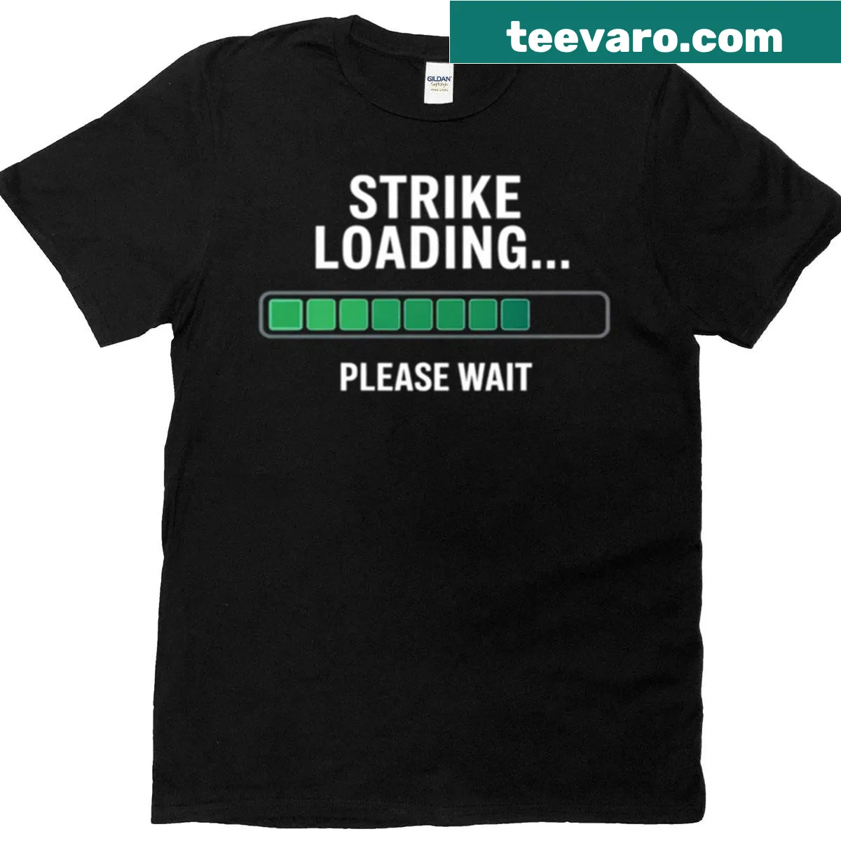 Humorous bowling design with 'Strike Loading' on a t-shirt — on a men's t-shirt