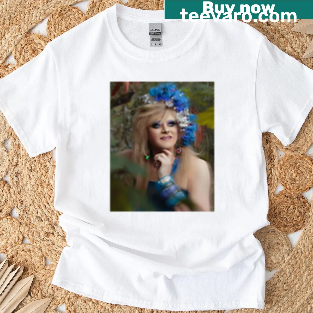 Artistic illustration by David Sonnier on a Tammie Brown t-shirt — on a men's t-shirt