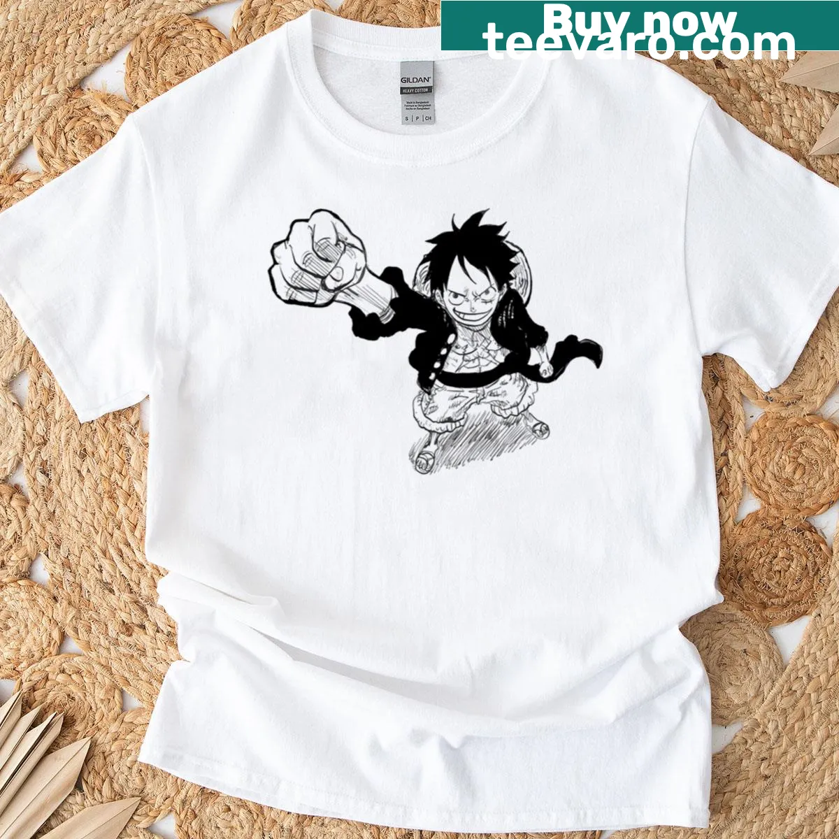 Illustrative T-shirt design featuring a bold maritime theme — on a men's t-shirt