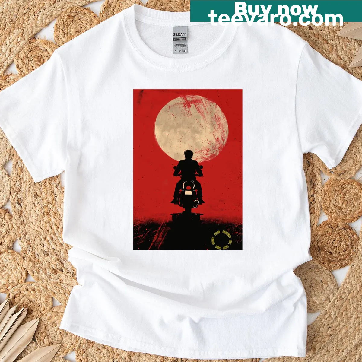 Illustrated T-shirt depicting a winding road through mountains and forests — on a men's t-shirt