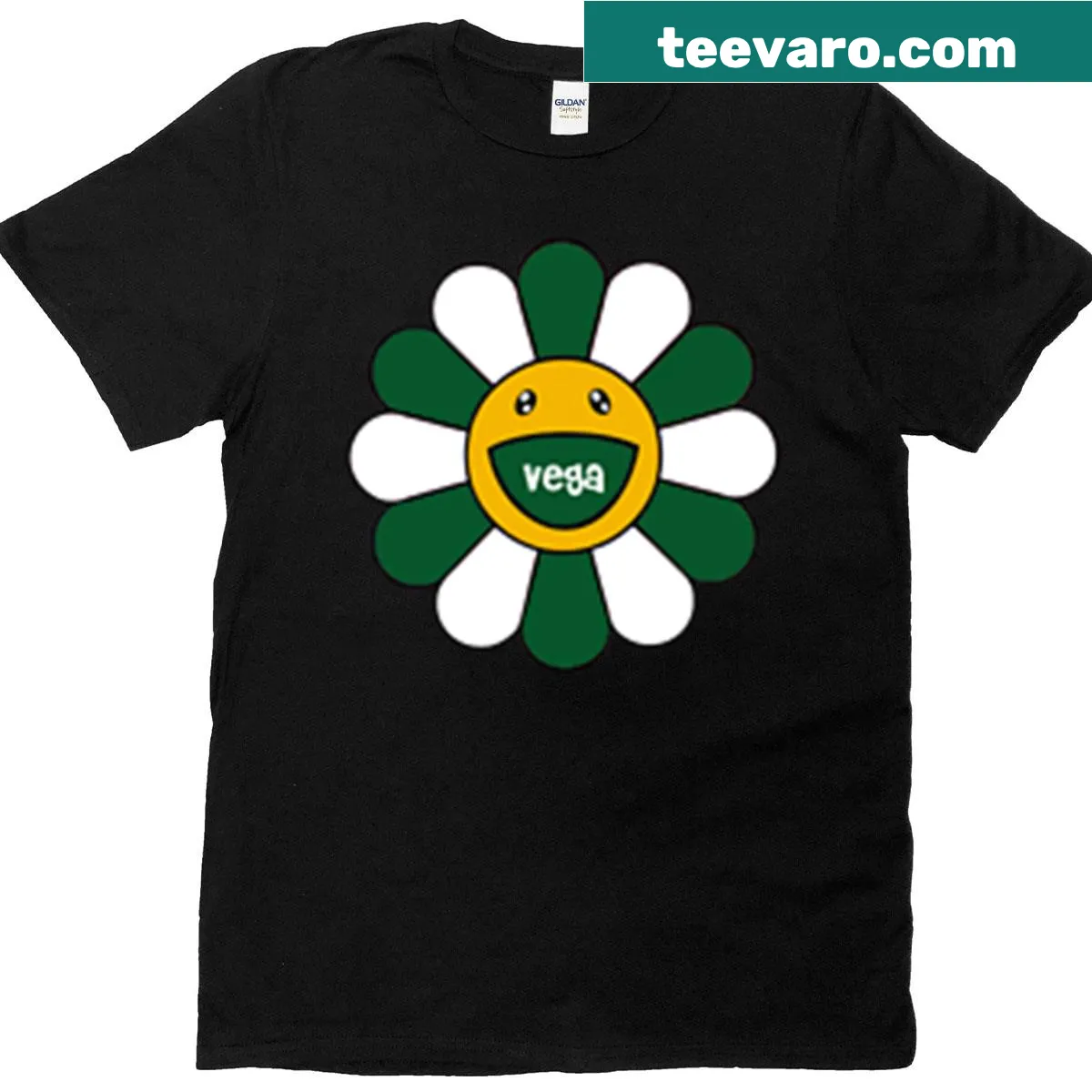 T-shirt featuring an artistic floral face illustration — on a men's t-shirt