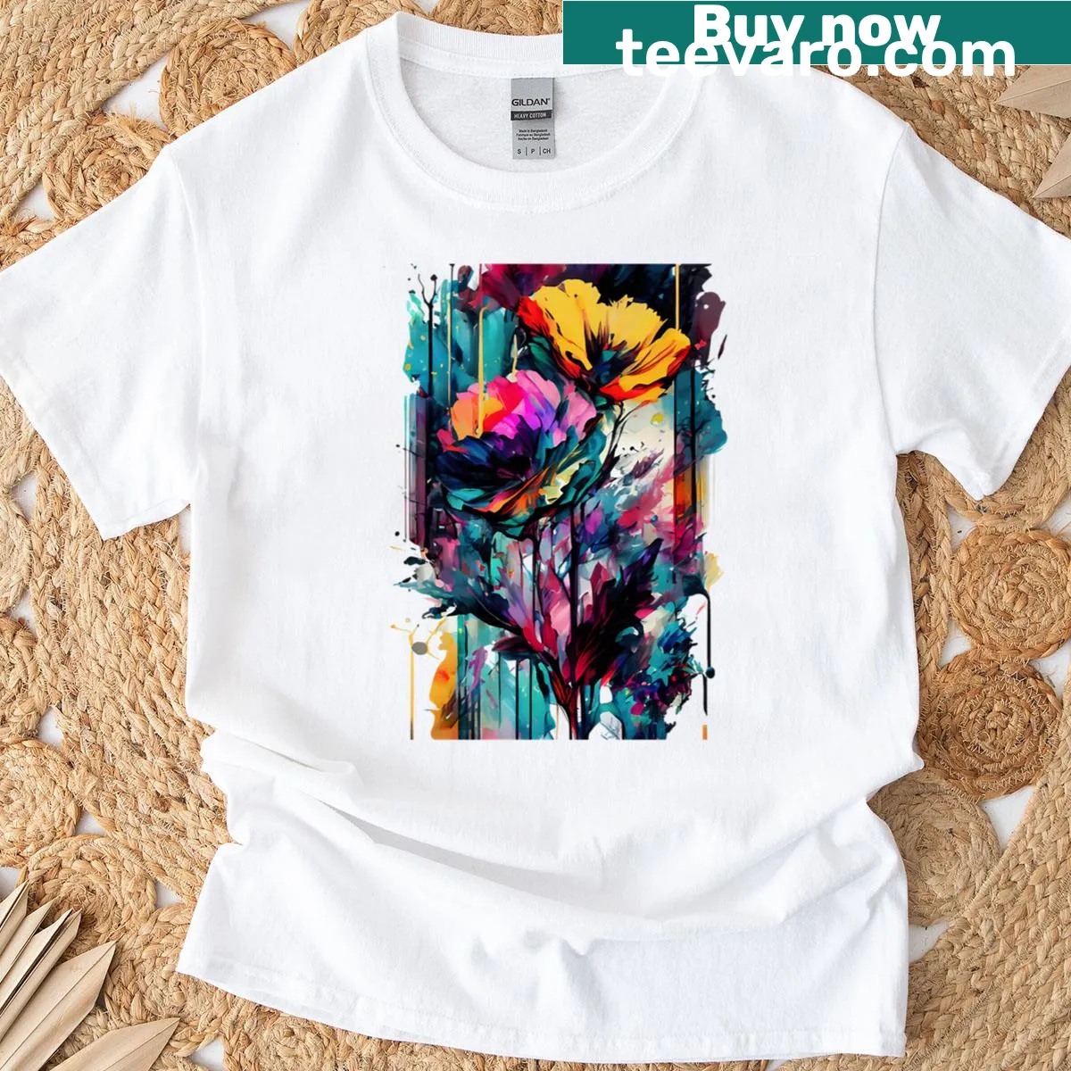 T-shirt depicting a beautiful illustration of wildflowers — on a men's t-shirt