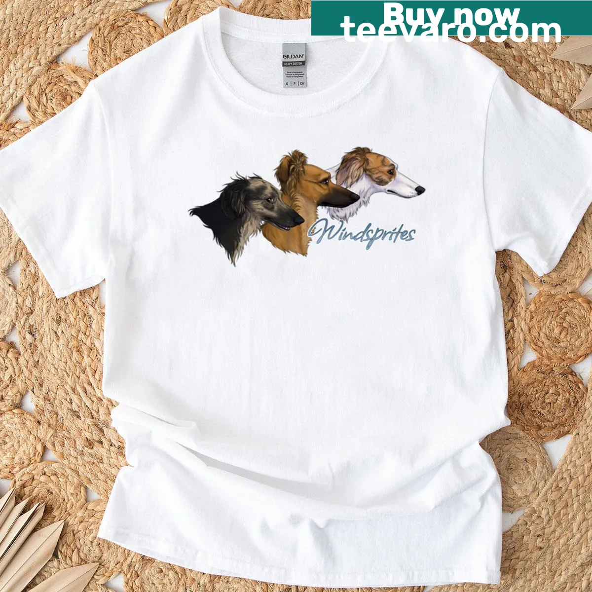 Whimsical t-shirt featuring the 'Windsprites Trio' design — on a men's t-shirt