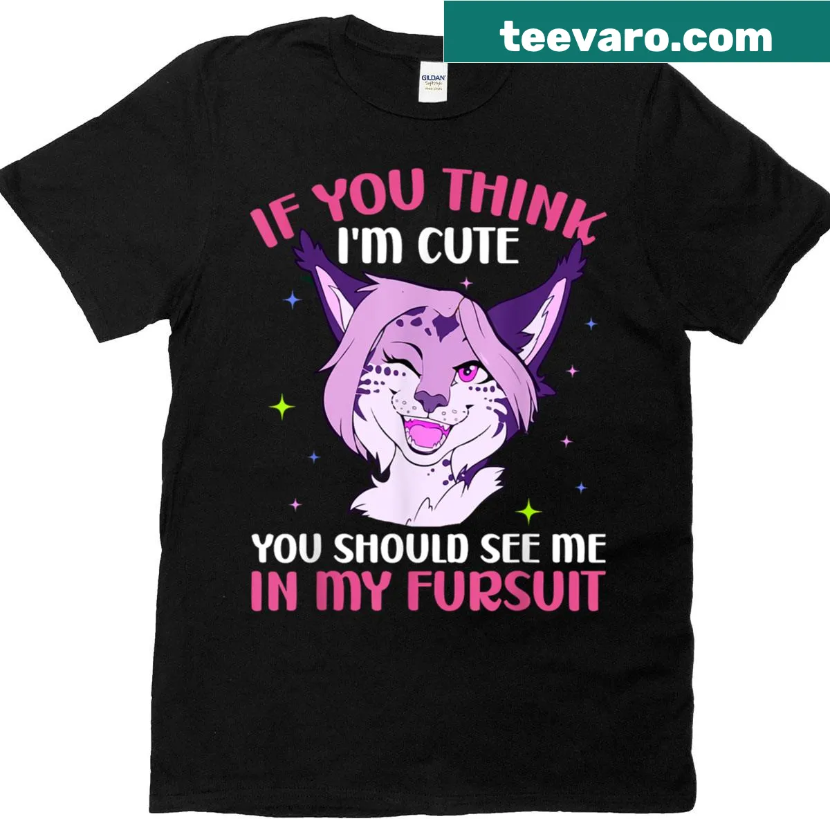 Playful fox graphic T-shirt celebrating furry fandom — on a men's t-shirt