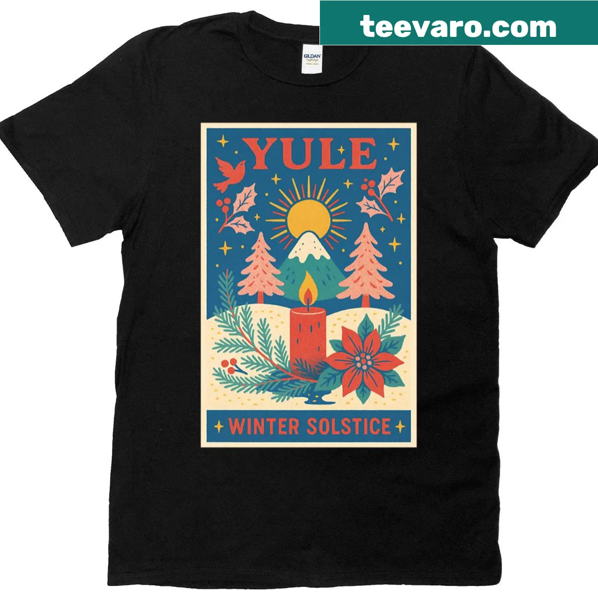 Winter solstice celebration design on a premium T-shirt — on a men's t-shirt