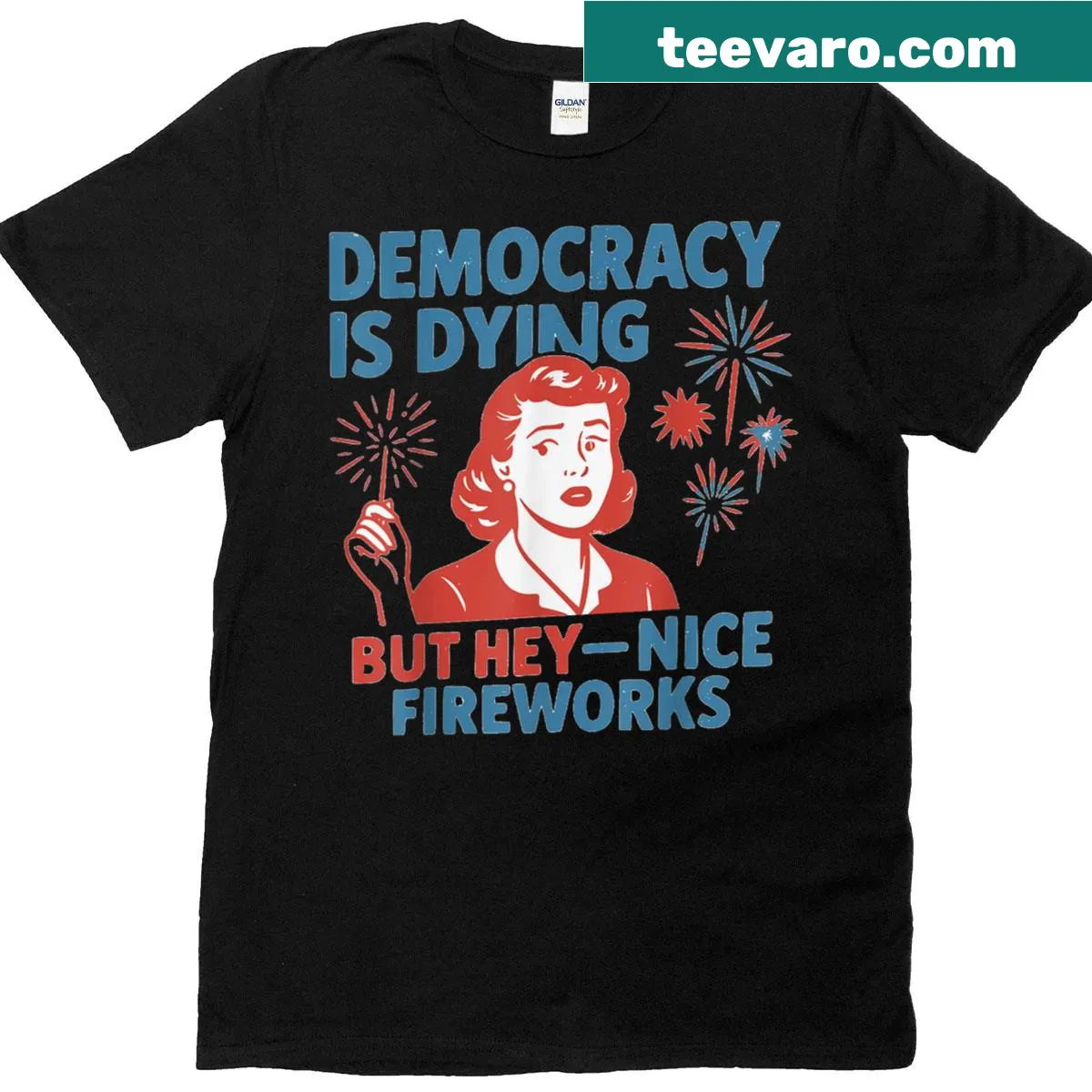 T-shirt featuring bold typography celebrating the 4th of July — on a men's t-shirt
