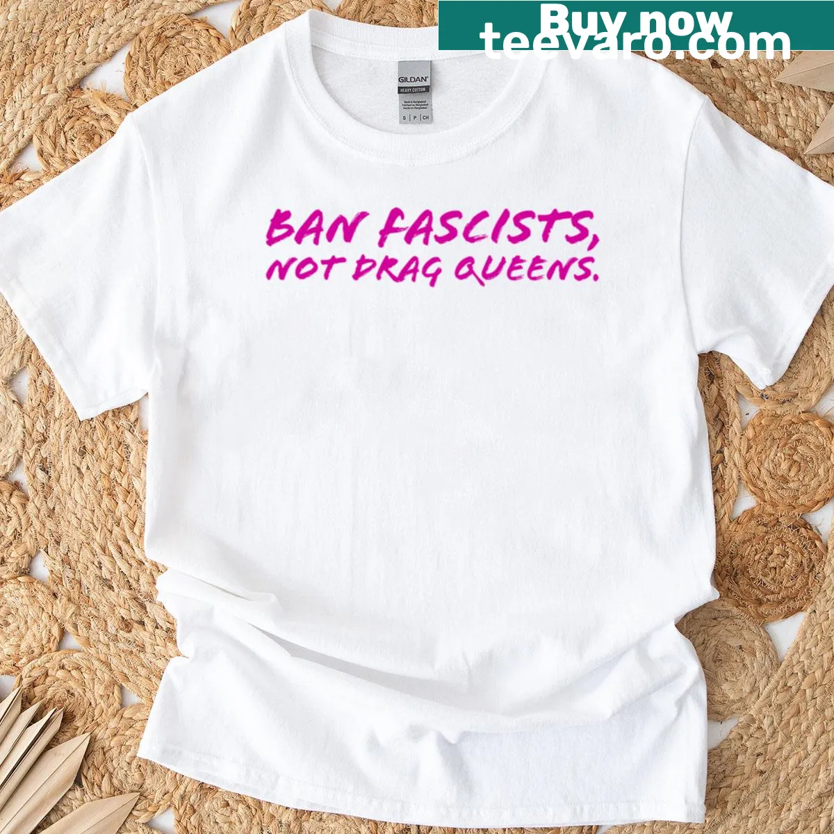 T-shirt with a message against fascism and for drag queens — on a men's t-shirt