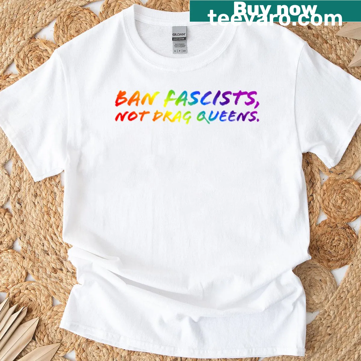 Bold rainbow typography t-shirt advocating for LGBTQ+ rights — on a men's t-shirt