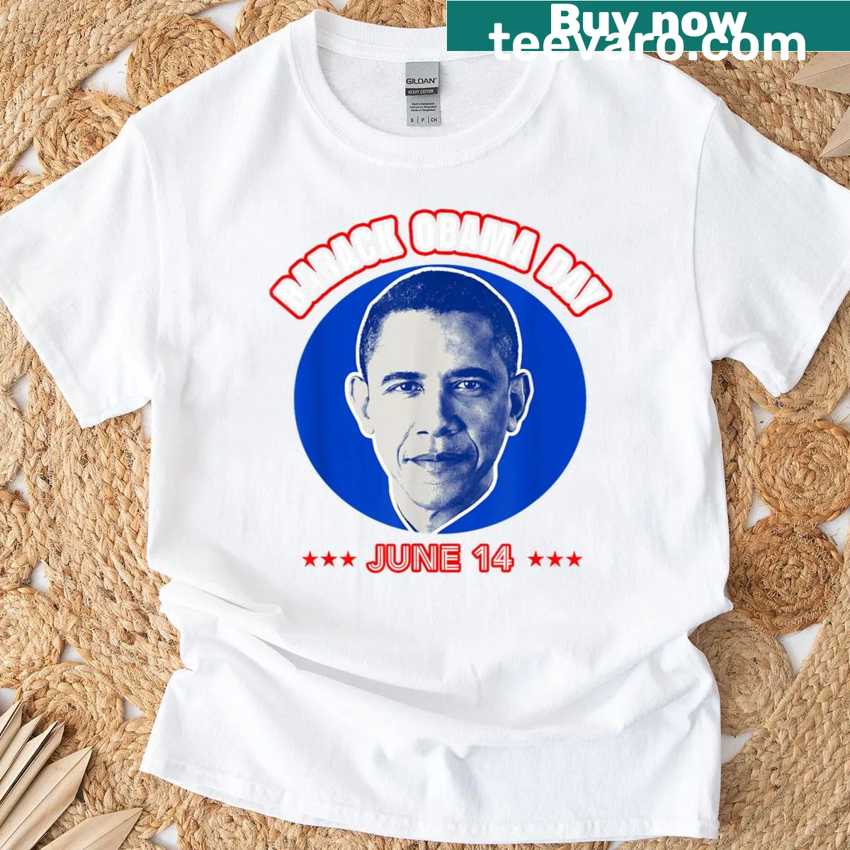 Typography t-shirt commemorating Barack Obama Day — on a men's t-shirt