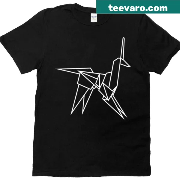 Origami unicorn graphic representing Blade Runner on a T-shirt